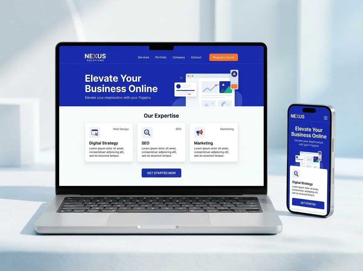 Responsive website design mockup and transparent pricing proposal for Kashmir businesses