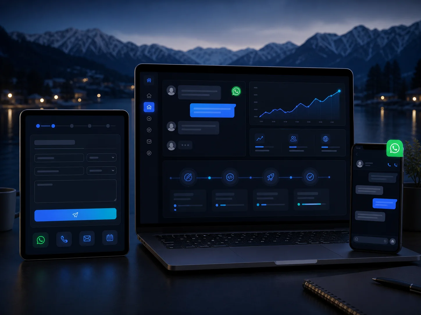 Website quote request and support dashboard mockup for Kashmir businesses