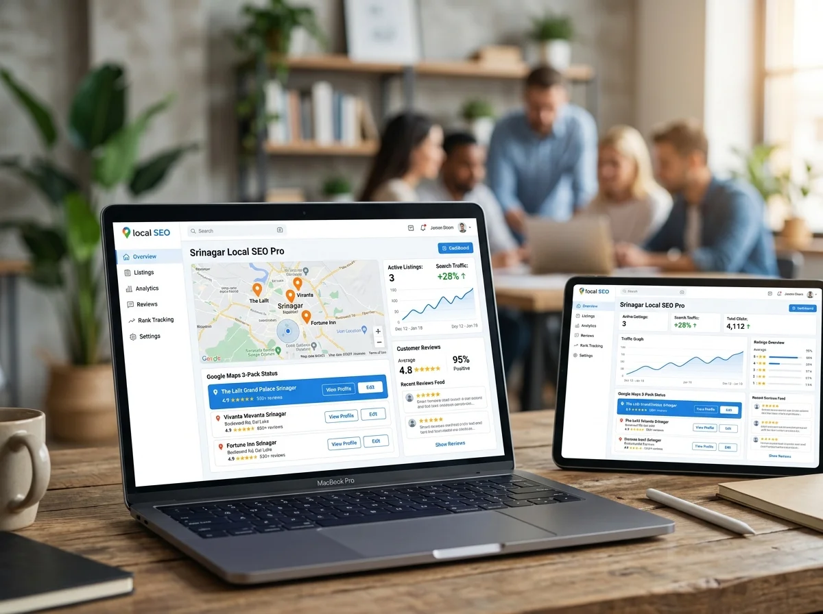 Google Maps 3-Pack top local ranking showcase for Srinagar business listings