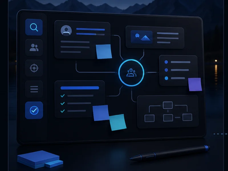 Website discovery and planning board mockup