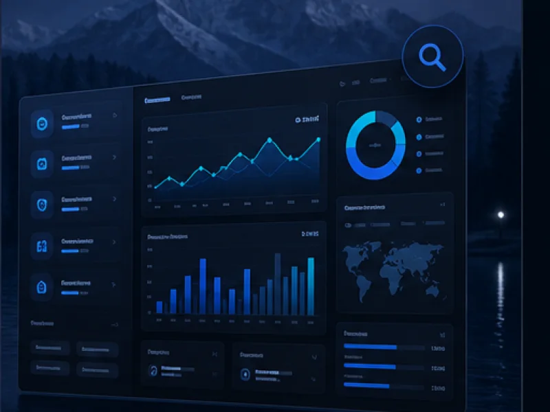 SEO analytics dashboard mockup with charts and search signals