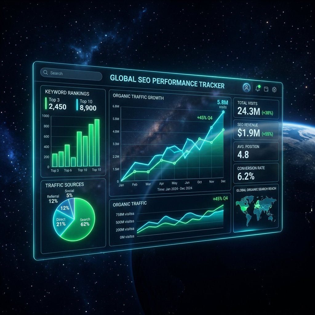 Advanced SEO Analytics Dashboard showing growth