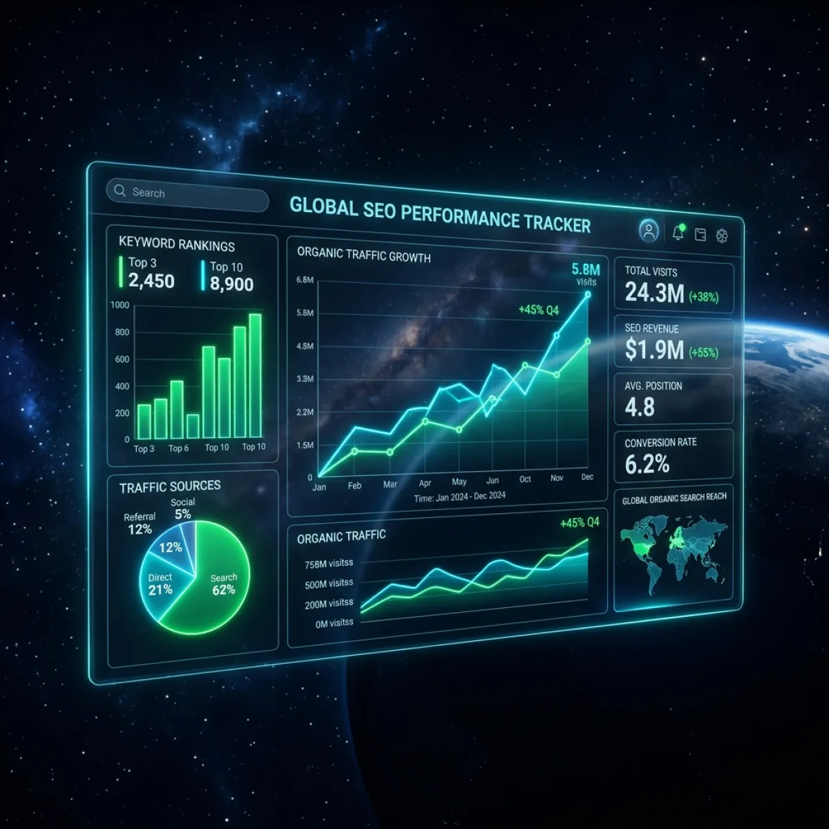 Local SEO and Google Business Profile dashboard mockup