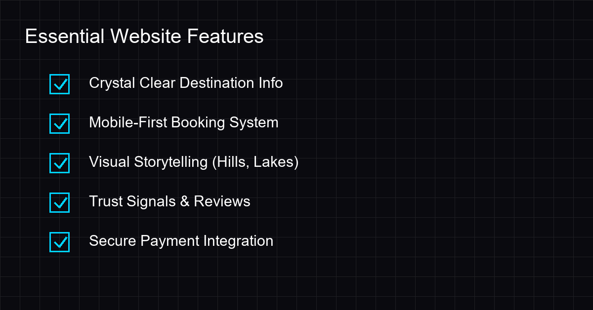 Checklist of essential features for a Kashmir tourism website