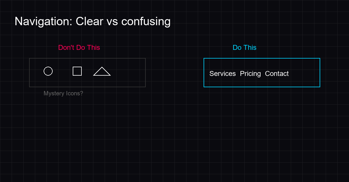 Comparison of clear vs confusing navigation menus