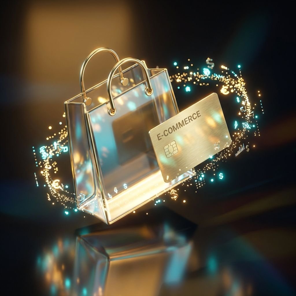 Online shopping concept with cart and payment icons