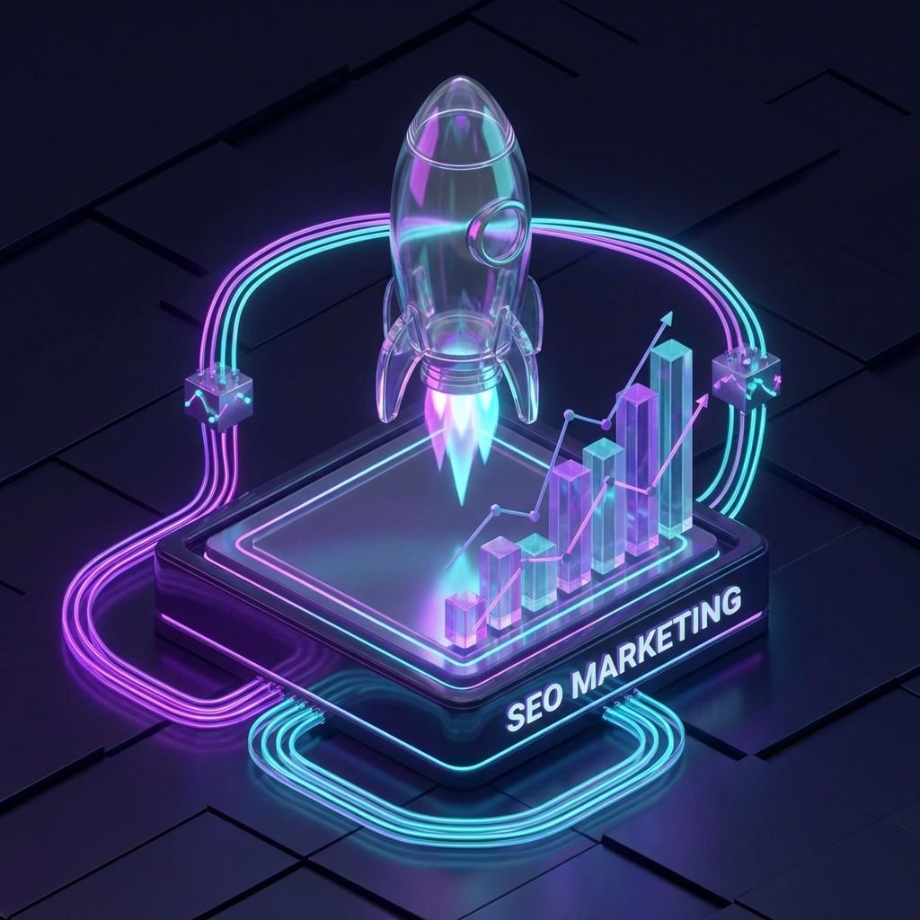 Digital marketing analytics dashboard showing growth graph